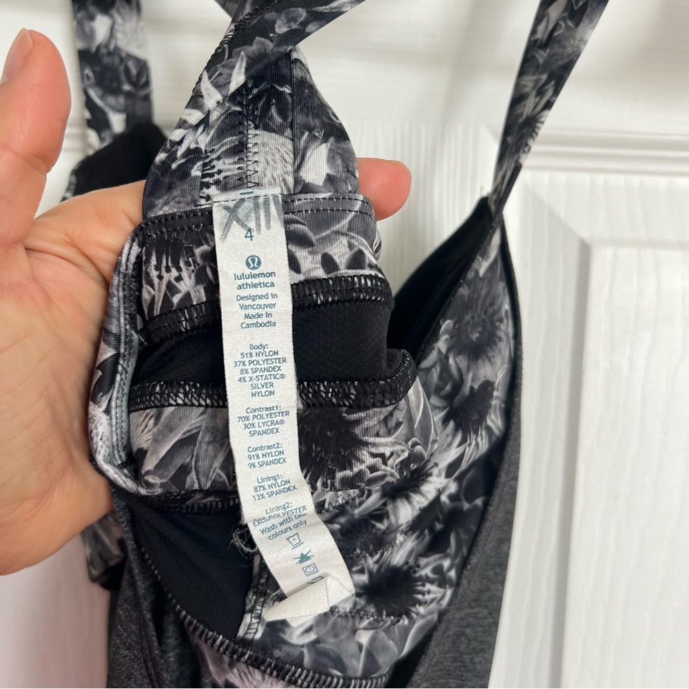 LULULEMON Rest Less Run Tank Built In Bra Drawstring Gathered Waist Gray Size 4 - Picture 4 of 6